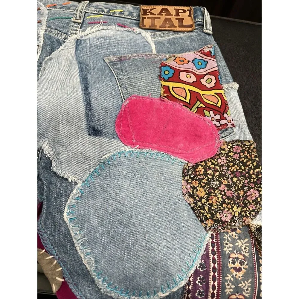 KAPITAL Straight Leg Crazy Patchwork Jeans Size 30 AUTHENTIC - Picture 5 of 15